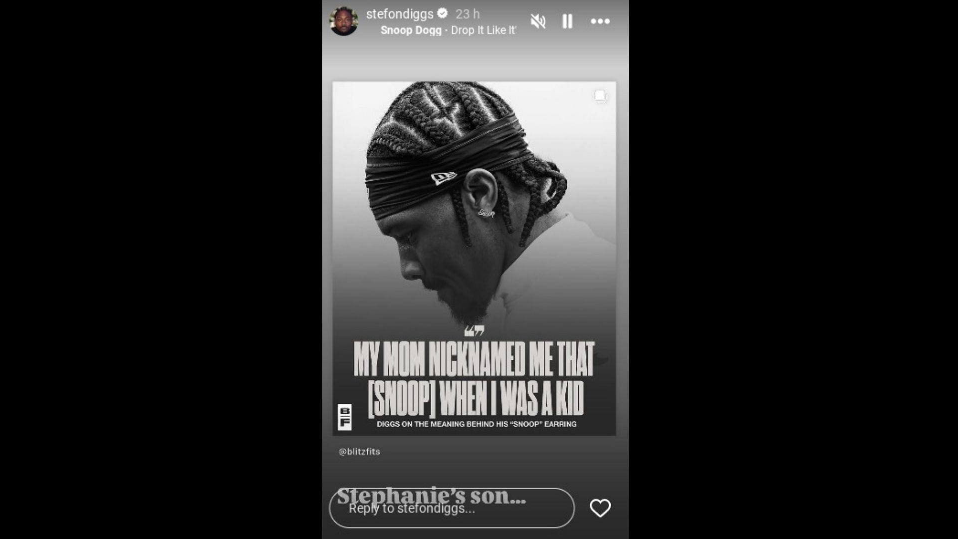 Stefon Diggs' custom earring that he shared were a childhood nickname (image credit: instagram/blitzfits)